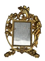 Antique Art Nouveau Rococo Cast Iron Frame Maiden Lady &amp; Flowers Ornate Metal N1 - £183.91 GBP