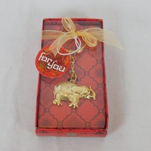 Good Luck Elephant Key Chain Fashioncraft 2017 Gold Tone Trunk Up New in Box - £11.60 GBP