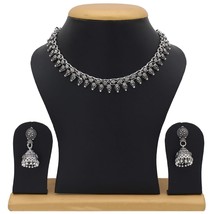 Oxidised German Silver Traditional Necklace with Earrings for Women and Girl&#39;s - £13.86 GBP