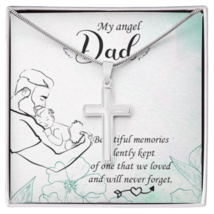 Beautiful Memories Dad Memorial Dad Memorial Cross Necklace Sympathy Loss of Fa - £45.51 GBP+