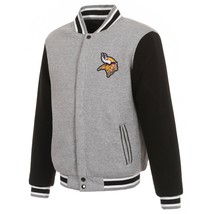 NFL Minnesota Vikings  Reversible Full Snap Fleece Jacket  JHD  2 Front Logos - £94.67 GBP