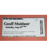 Geoff Muldaur Concert Ticket Vintage 2015 The Folk Music Center Claremon... - $20.56 CAD