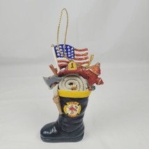 Kurt Adler Firefighter Boot Ornament Christmas Resin Patriotic Flag Tools - £3.80 GBP