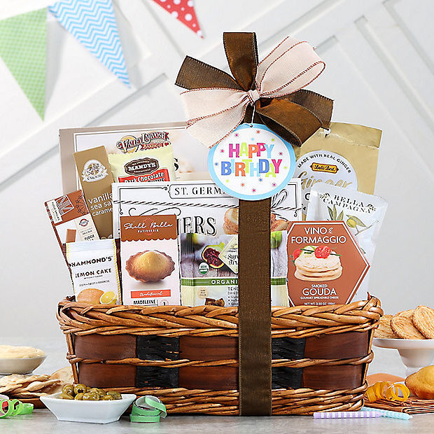 Happy Birthday Traditions: Gourmet  Gift Basket - $65.95 Happy Birthday Traditions: Gourmet  Gift Basket - $65.95