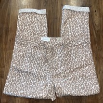 Anthropologie The Wanderer Cheetah Crop Belted Pants 26P Cotton Linen - £15.35 GBP