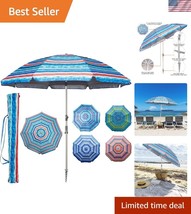 7.2&#39;  Beach Umbrella with UPF 50+ Protection &amp; Sand Anchor for Stability - $62.50