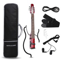 Mini Travel Electric Guitar W/Gigbag strap headphones 2 metal rods - £138.45 GBP