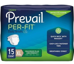 Prevail Per-Fit Incontinence Briefs, Maximum plus Absorbency, X-Large, 15 Count - £21.91 GBP
