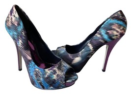 Aldo Purple/Blue Satin Peep Toe Platform Pumps Purple Metallic Heels-Size 8.5/39 - £24.26 GBP