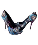 Aldo Purple/Blue Satin Peep Toe Platform Pumps Purple Metallic Heels-Siz... - $41.52 CAD