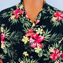 Hawaiian Aloha 2XL Shirt Hibiscus Flowers Plumeria Palm Leaves Tropical - £35.83 GBP