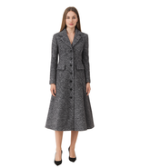 Kate Middleton Inspired Lapel Collar Tweed A-line Flared Coat Dress in Grey - $3,129.09 MXN