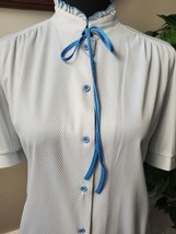 Nikki Women&#39;s White 100% Polyester Button Half Sleeve Vintage Top Size 13/14 - £19.18 GBP