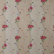 Dundee Deco AZ-F8258 Floral Printed Beige, Sepia, Pink Flowers on Vine Peel and  - £19.46 GBP