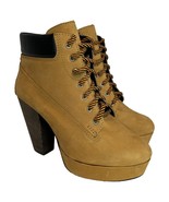 Steve Madden Shoes Women 7 Russty Heeled Lace Up Booties Leather Suede T... - $59.56 CAD