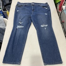 Old Navy Power Slim Straight Jeans Womens 20 Mid Rise Dark Wash Distress... - $295.07 MXN