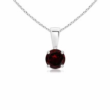 ANGARA 4MM Round Garnet Solitaire Pendant Necklace for Women, Girls in Silver - £91.59 GBP