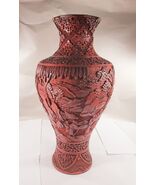 Hermoso Estuche Antiguo Grande De Cinnabar Tallado 16&quot; Color Rico - $23,131.30 MXN