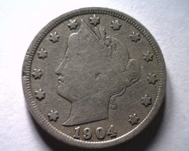 1904 Liberty Nickel Very Good / Fine VG/F Nice Original Coin Bobs Coins 99c Ship - £2.96 GBP