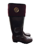 Tommy Hilfiger Rubber Dark Red Merlot Purple Tall Rain Snow Boots Women’... - $47.28 CAD