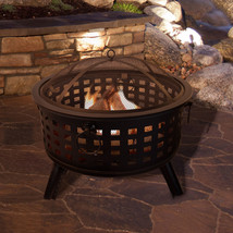 Fire Pit Set, Wood Burning Pit Spark Screen and Log Poker 26 Round - £157.00 GBP