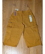 NWT Gold Khaki Extra Long Cargo Shorts Men&#39;s sz 32 W/ Drawstring Leg Ope... - $17.99