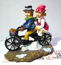 Bicycle Built for Two Christmas Village Victorian Couple Figurine - $24.70
