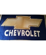 Chevrolet gold Bow tie logo on a new blue 3 x 5 ft polyester flag w/grom... - $20.00