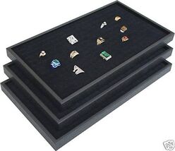 3 BLACK RING JEWELRY DISPLAY CASE ORGNIZER INSERT NEW - $44.95