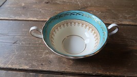 Antique Aynsley Aqua Blue 7611 Soup Bowl 6.5&quot; from handle to handle - £19.77 GBP