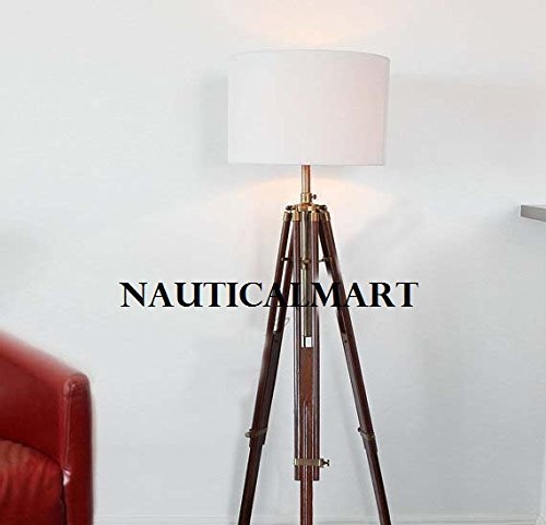 NAUTICAL MARINE TRIPOD FLOOR LAMP WITH WHITE SHADE BY NAUTICALMART - £139.36 GBP