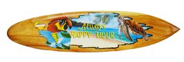 Always Happy Hour&quot; Beach Parrot Happy Hour Hard Wood Handmade Airbrushed Art Cor - £55.68 GBP