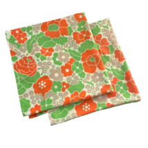 Vintage Flora Pillow Shams 70s Bold Floral Orange and Green 25&quot; x 25&quot; - £27.17 GBP