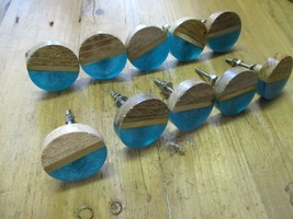 10 WOOD KNOBS ROUND DRAWER PULLS HANDLE KITCHEN BATHROOM MID CENTURY TUR... - £11.28 GBP