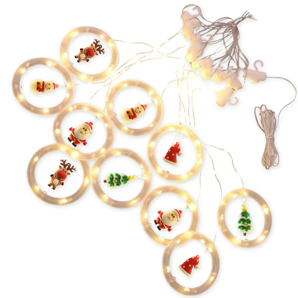 LED Christmas String Lights Santa Claus Snowman Fairy Lights Round Hoop Xmas Tre - $198.13