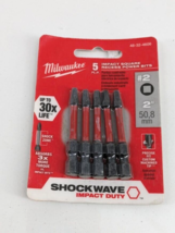 Milwaukee SHOCKWAVE Impact Duty 2&quot; Square #2 Alloy Steel Screw Driver Bit 5-Pack - £8.43 GBP