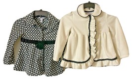 Girls Kids Headquarters Coats Sz 5 Set of 2 Black White Ruffle Bow Fleece Jacket - £11.70 GBP