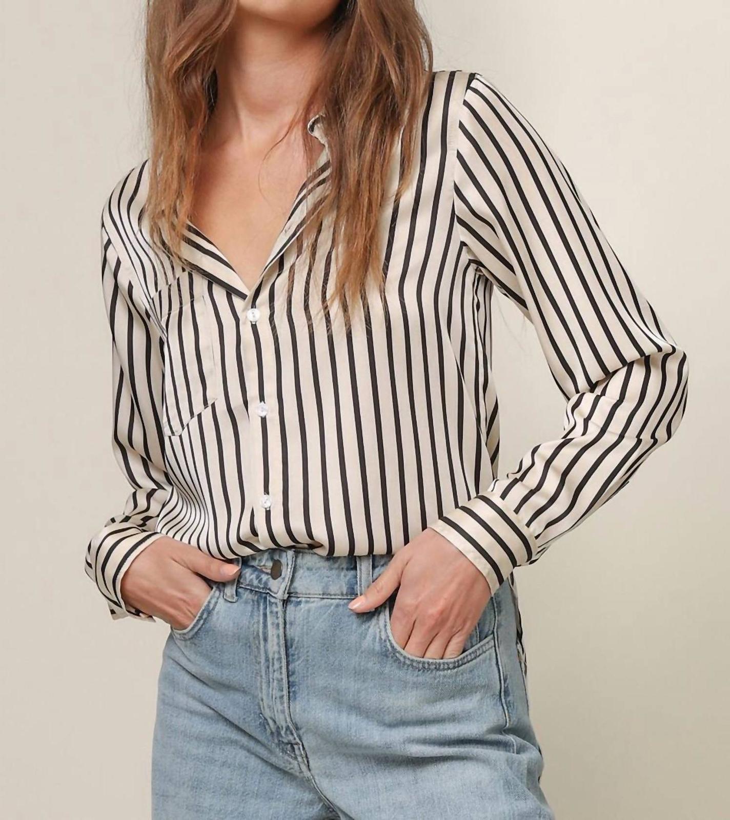 Line And Dot Sherri Button Down Top Ivory/black - $69.00