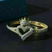 1.94CT Redondo Imitación Diamante Forma Corazón Compromiso Anillo 14k Do... - $66.94