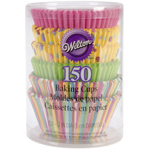 Wilton Standard Baking Cups-Dots &amp; Stripes 150/Pkg - £17.99 GBP