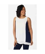 Dennis Basso Sleeveless Woven Color-Block Top black white plus 20 New A3... - $15.29