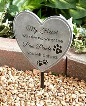 Pet Memorial Garden Stone Stake Dog Puppy Cat Grave Marker Plaque w/ Inscription - £23.22 GBP