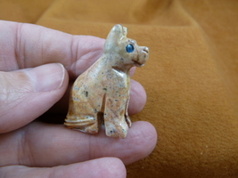 (Y-DOG-GE-11) tan German Shepherd DOG small gem stone carving SOAPSTONE ... - £6.84 GBP