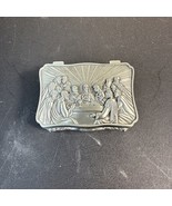 Last Supper Pewter Trinket Box Jewelry Chest Floral Embossed Christian Gift - $930.00 MXN