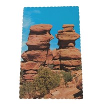 Postcard Siamese Twins Garden of the Gods Colorado Springs Chrome Unposted - £5.44 GBP