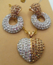 Vintage Signed Roman Pave Rhinestone Necklace &amp; Earrings NWOT - $35.00