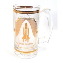 Kennedy Space Center NASA Space Shuttle Glass Beer Mug Stein 22K Gold Cu... - $19.13 CAD