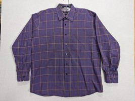 Alan Flusser Long Sleeve Dress Shirt Size L Cotton Purple - £13.22 GBP