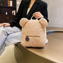 New Winter Fleece   Shaped Backpack For Women 2022 Solid Color Multi-Pockets Sho - £14.91 GBP