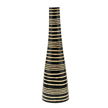 Modern Safari  Stripes Black and Natural Mango Tree Wood Bottle-Shaped Vase - £18.94 GBP